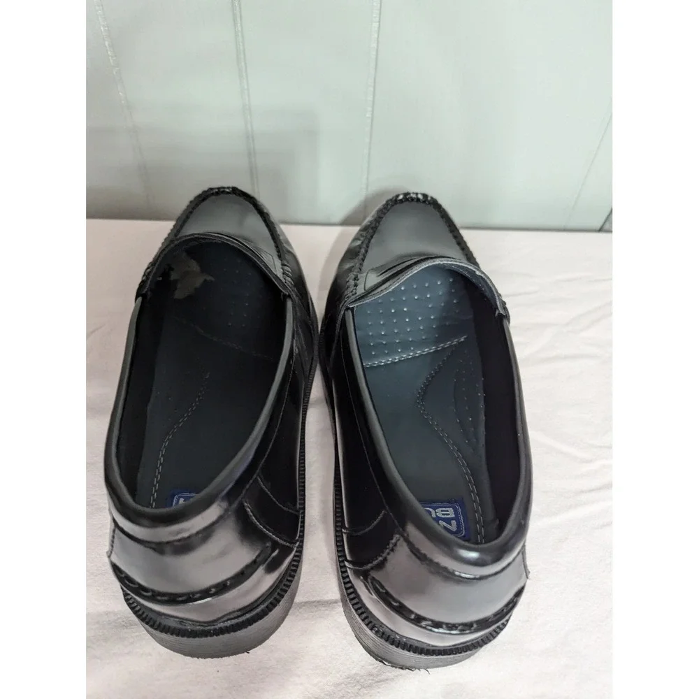 Nunn Bush mens loafers shiny black dress slide on shoes 12W leather uppers 85538